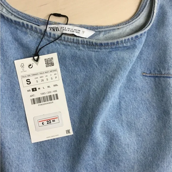 ZARA Light Blue Denim Dress NWT - Picture 4 of 4